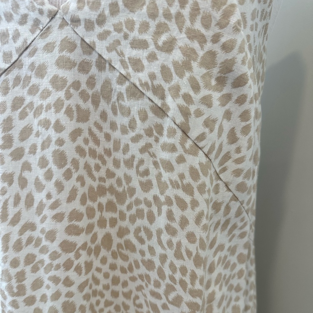 NWT Gap Women’s Linen Blend Cami Midi Dress Beige Leopard Print Size 6 - Picture 4 of 14